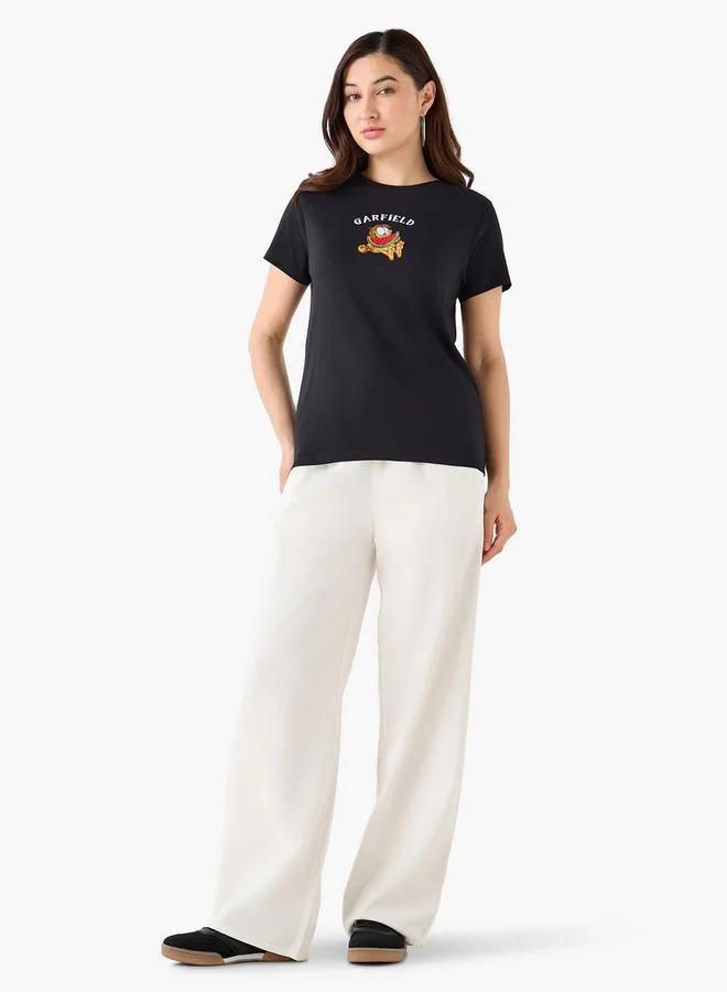 SP Characters Cotton T-shirt with Garfield Embroidery